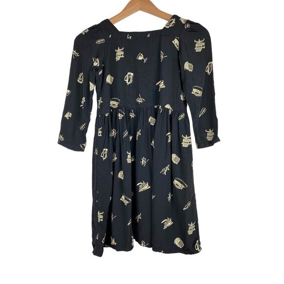 Vintage Roody Kazoody Girls Size 8/10 Black Hook and Loop Retro Print Dress - Picture 2 of 5